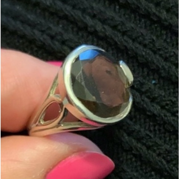 Sterling Silver and Smoky Quartz Ring Sz7 - Picture 2 of 3